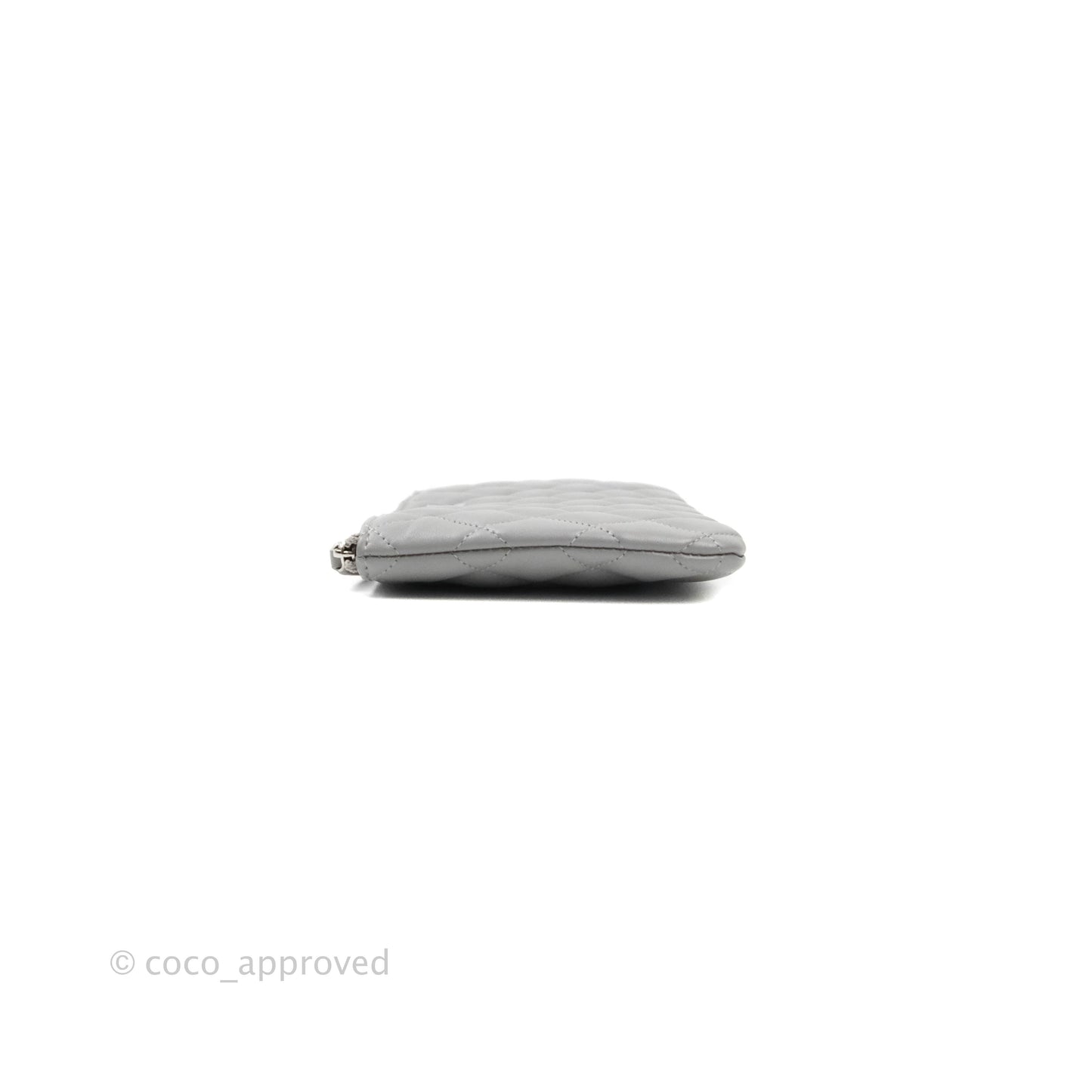 Chanel Quilted Small O Case Grey Lambskin Silver Hardware