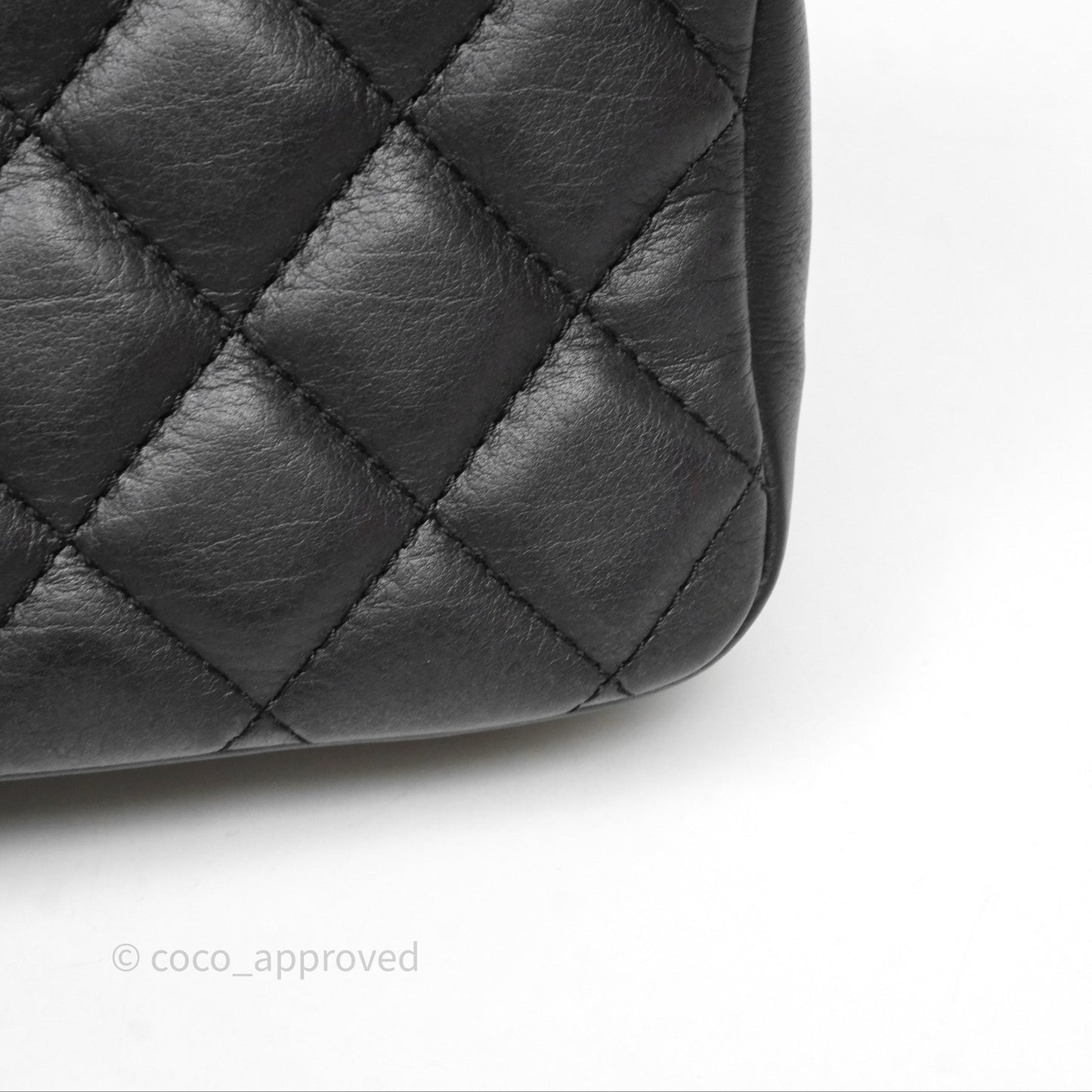 Chanel Mini Flap Top Handle Black Calfskin Aged Gold Hardware