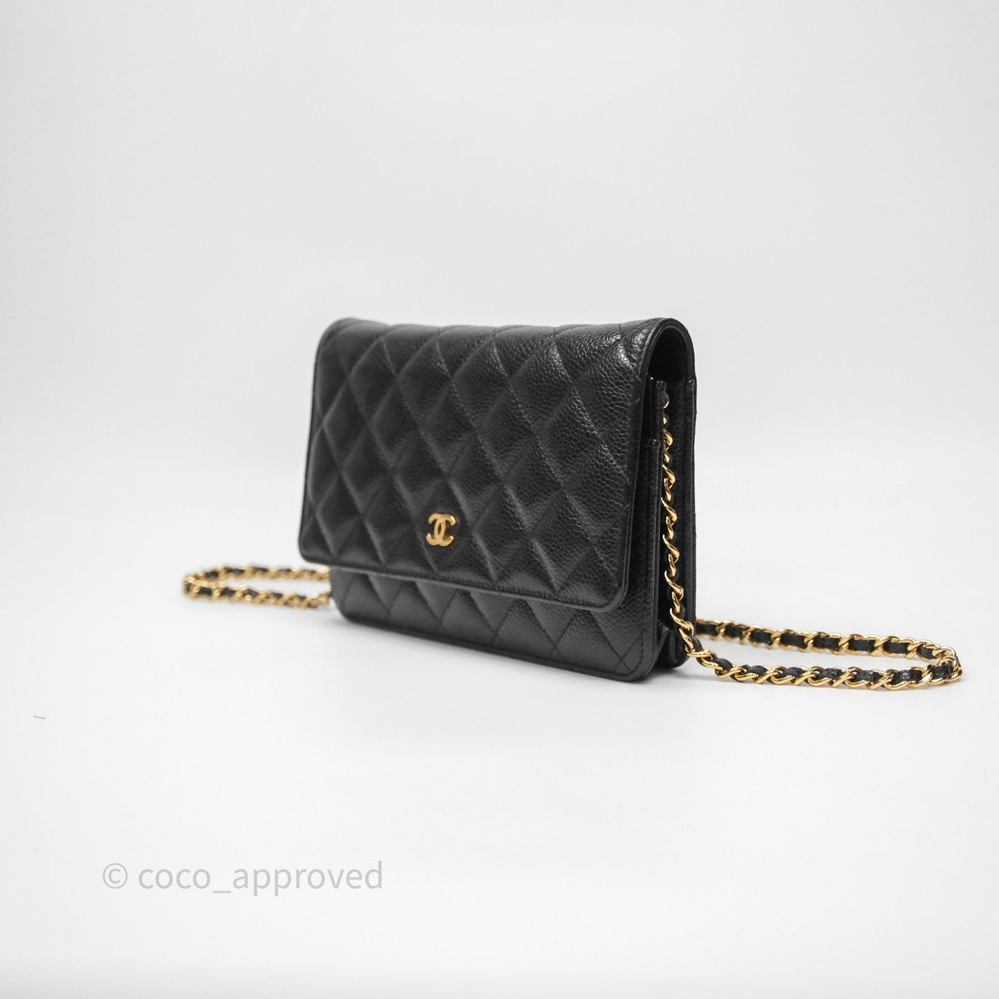 Chanel Quilted Wallet on Chain WOC Black Caviar Gold Hardware