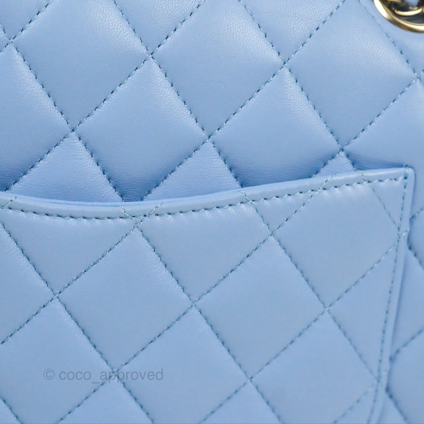Chanel Small Classic Quilted Flap Light Sky Blue Lambskin Gold Hardware 21C