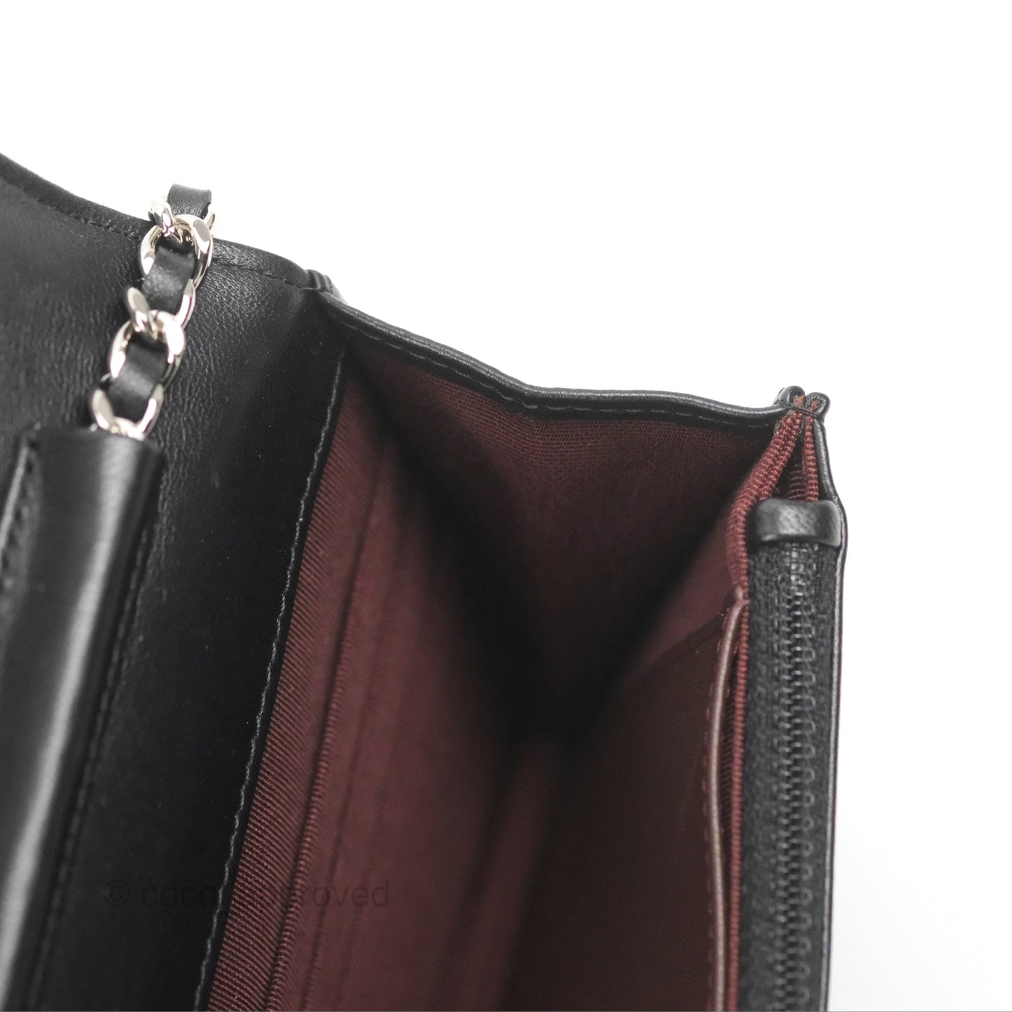 Chanel Quilted Classic Wallet on Chain WOC Black Lambskin Silver Hardware