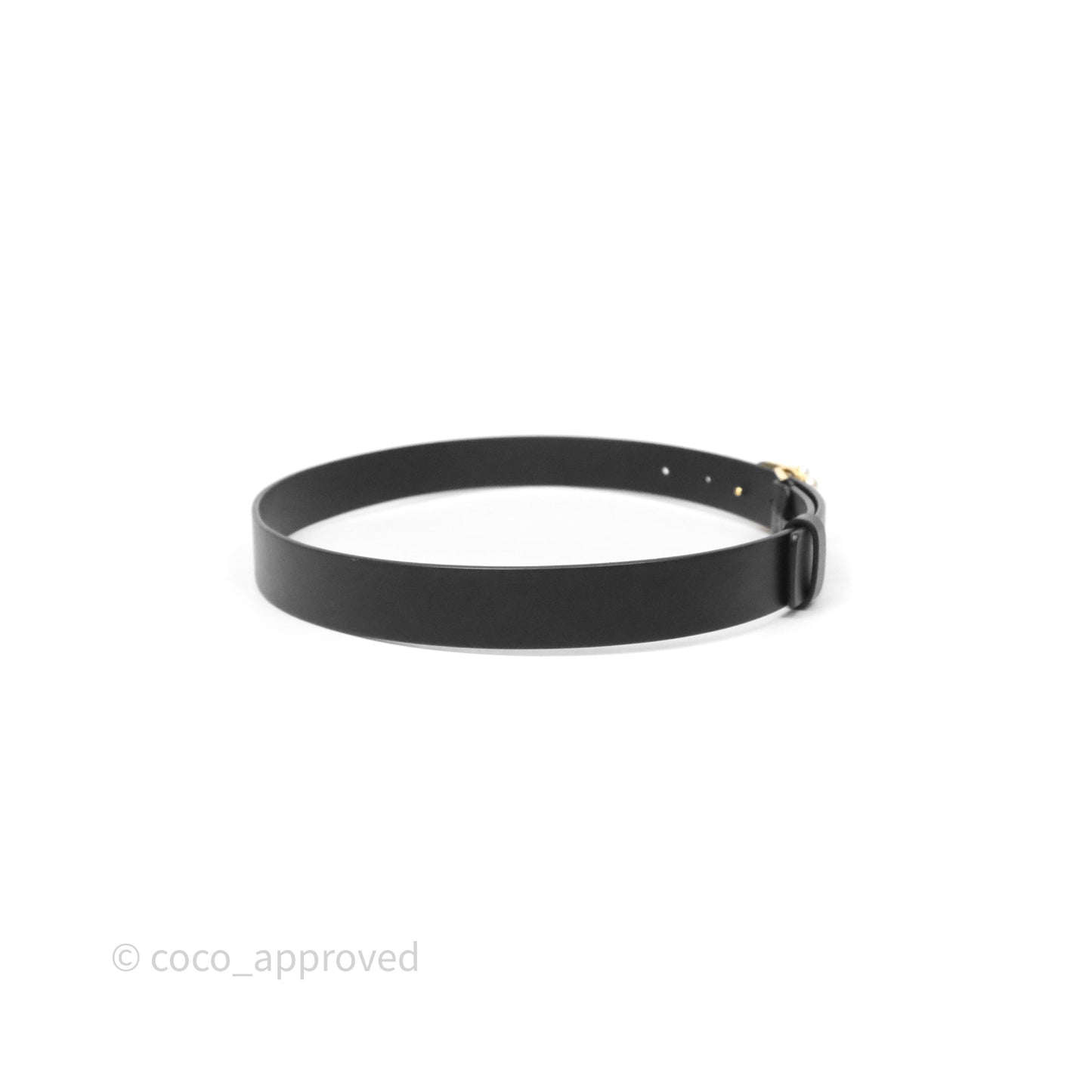 Christian Dior Pearl Belt Black Calfskin Gold Hardware Size 70