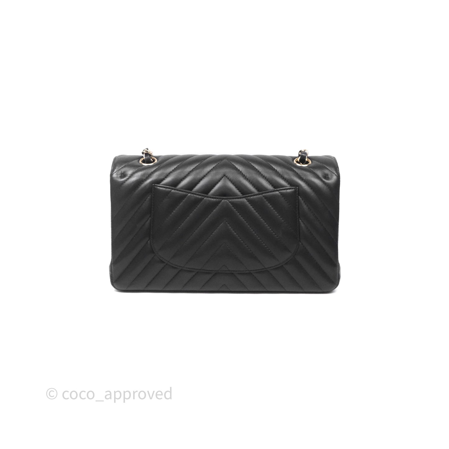 Chanel Classic M/L Medium Flap Chevron Black Lambskin Gold Hardware