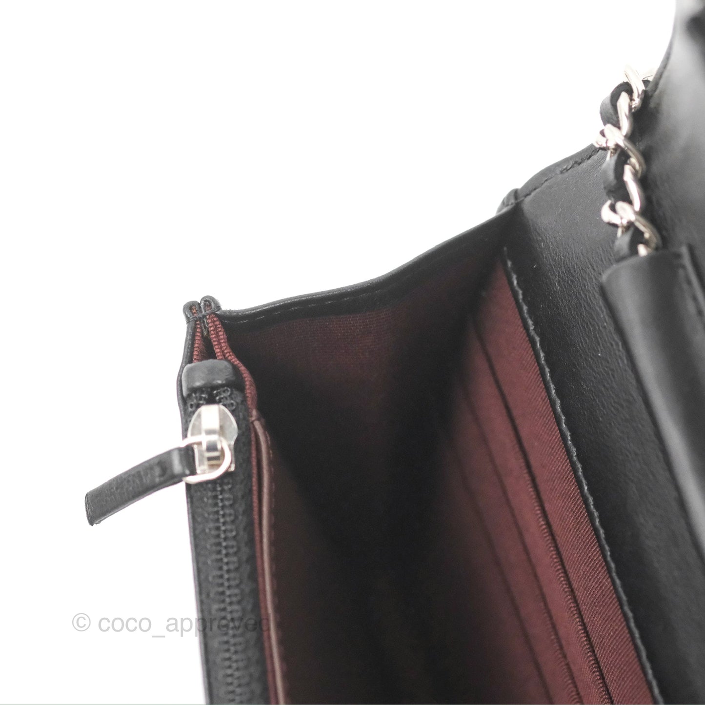 Chanel Quilted Classic Wallet on Chain WOC Black Lambskin Silver Hardware