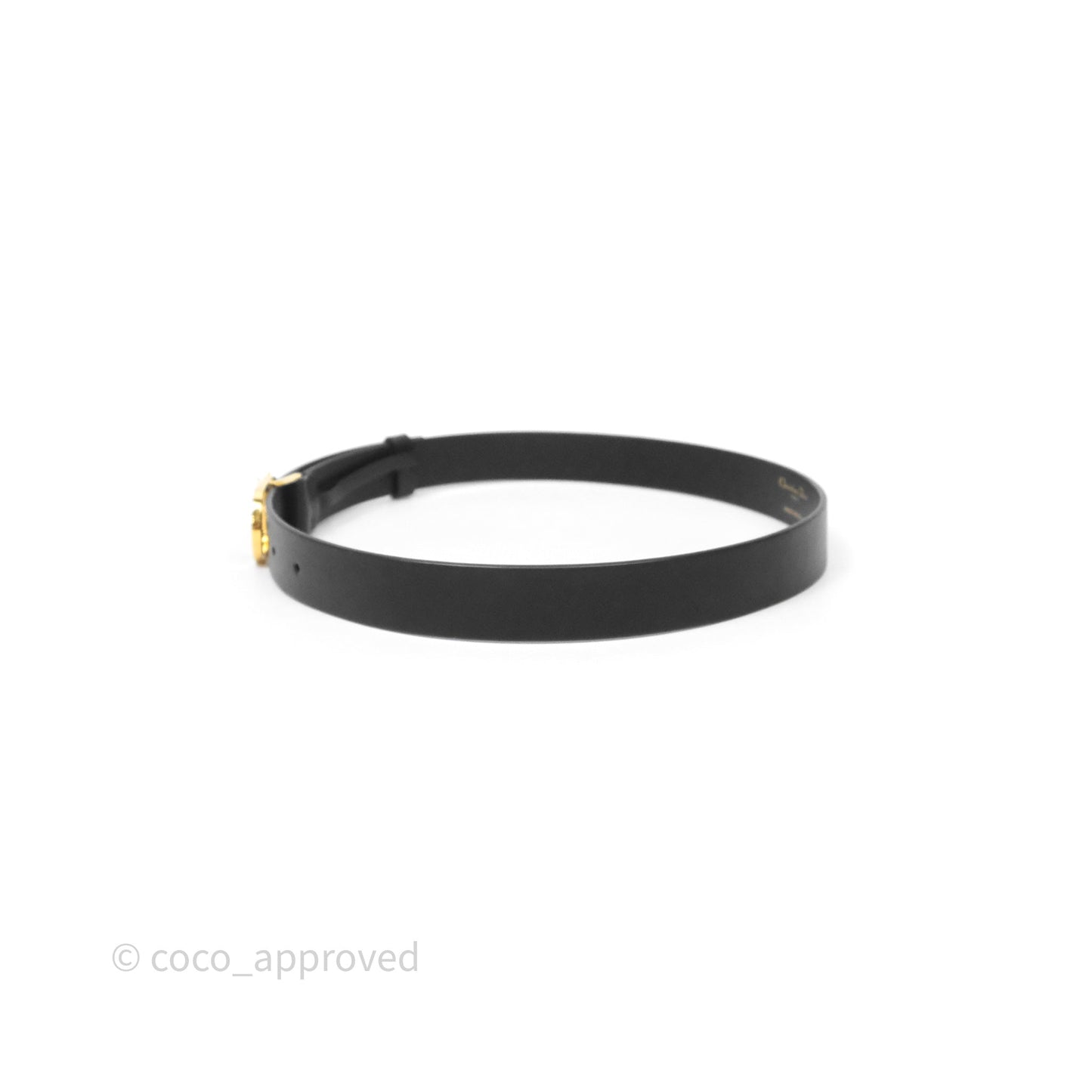 Christian Dior Pearl Belt Black Calfskin Gold Hardware Size 70