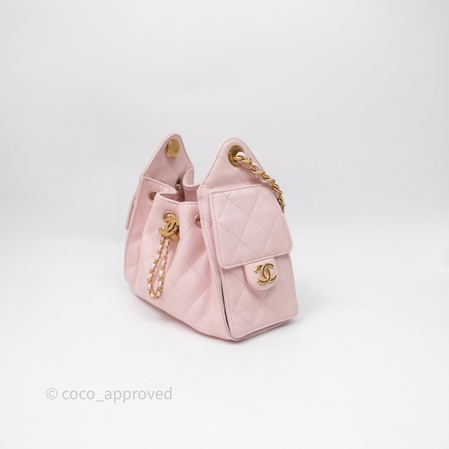 Chanel 25 Mini Pink Caviar Aged Gold Hardware