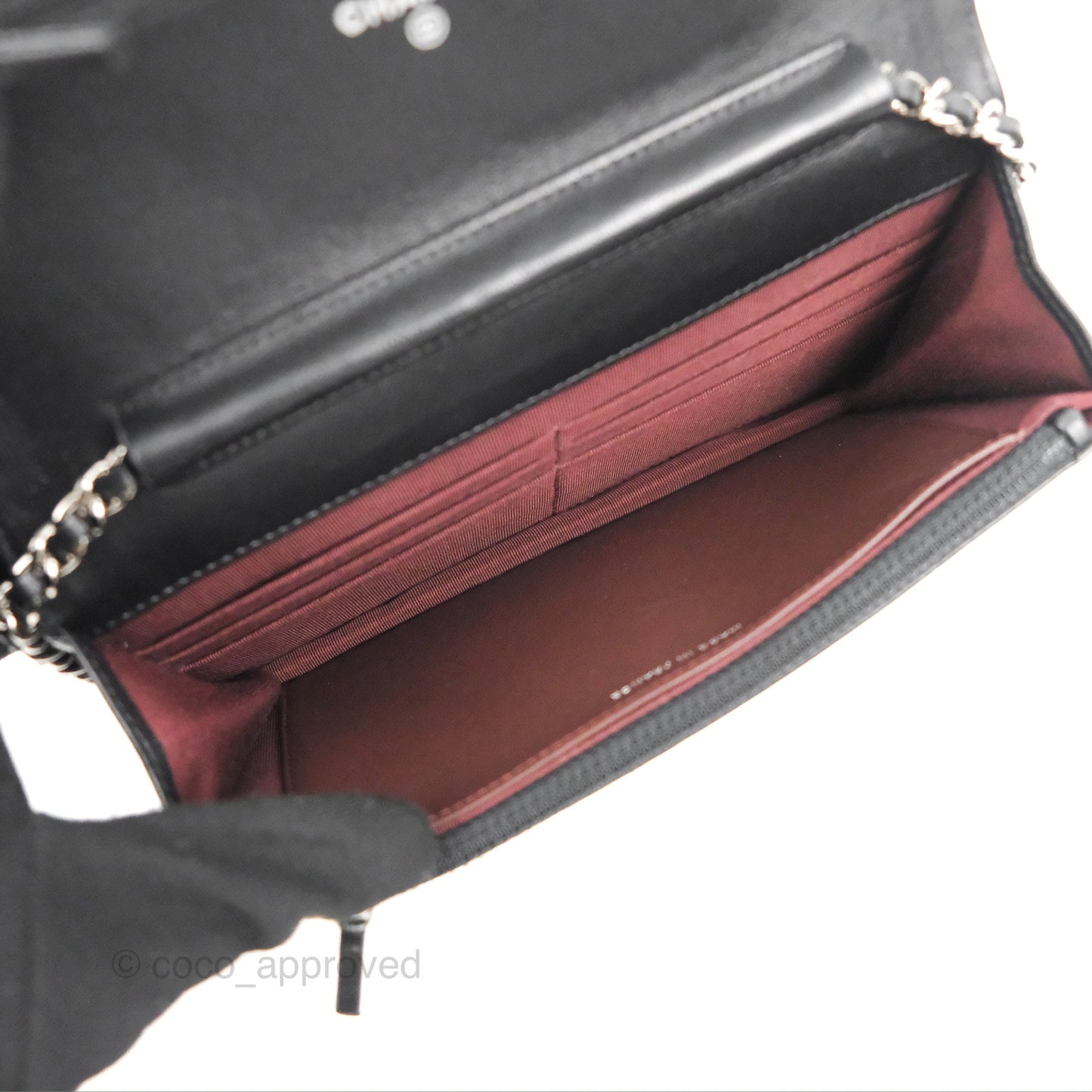 Chanel Quilted Classic Wallet on Chain WOC Black Lambskin Silver Hardware
