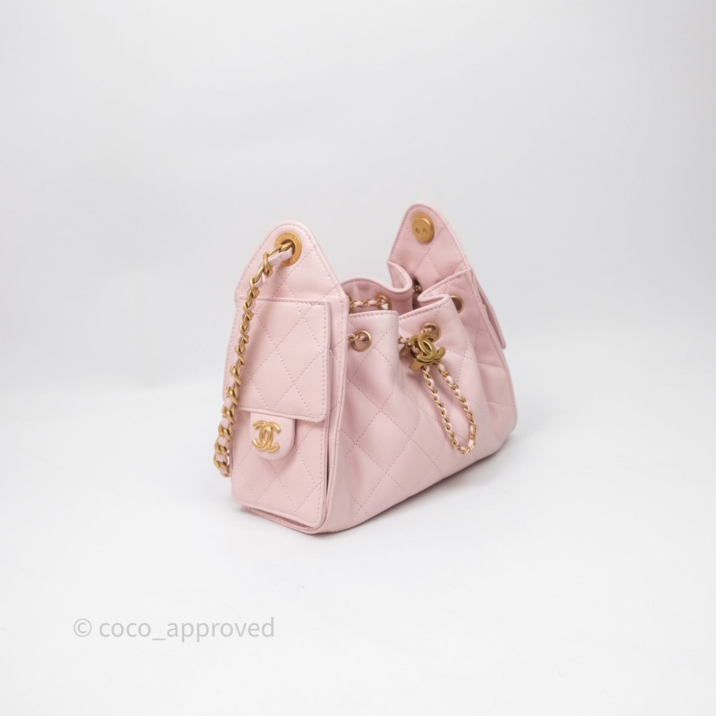 Chanel 25 Mini Pink Caviar Aged Gold Hardware