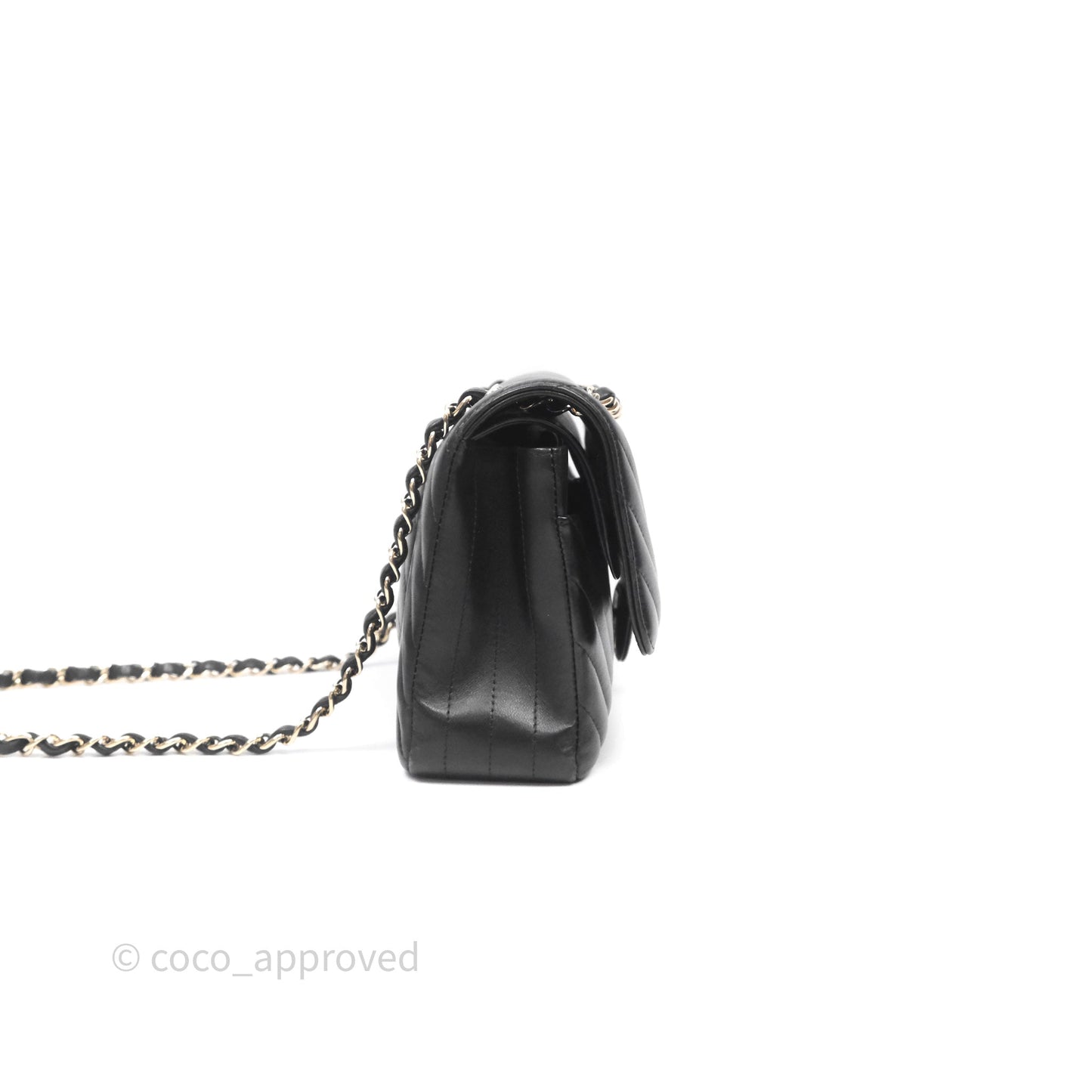Chanel Classic M/L Medium Flap Chevron Black Lambskin Gold Hardware