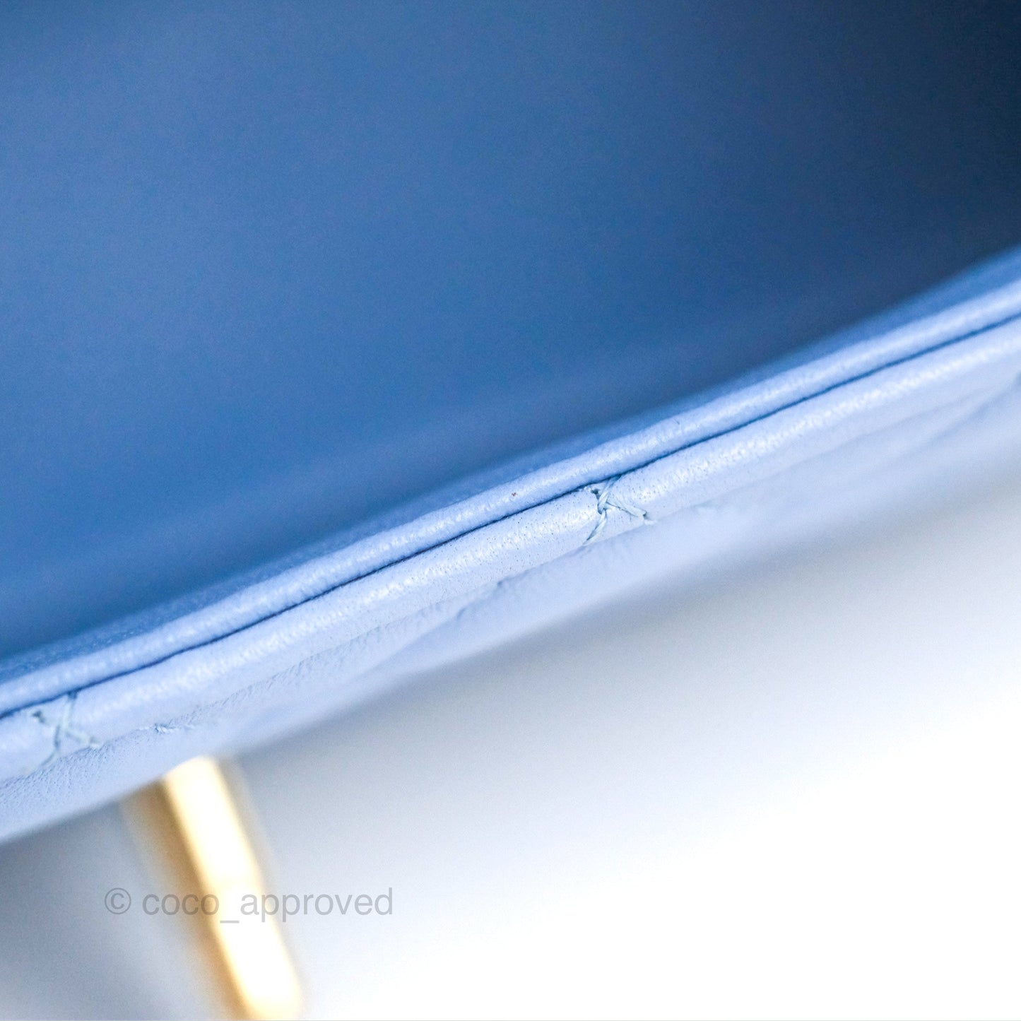 Chanel Quilted Mini Rectangular Flap Sky Blue Lambskin Gold Hardware