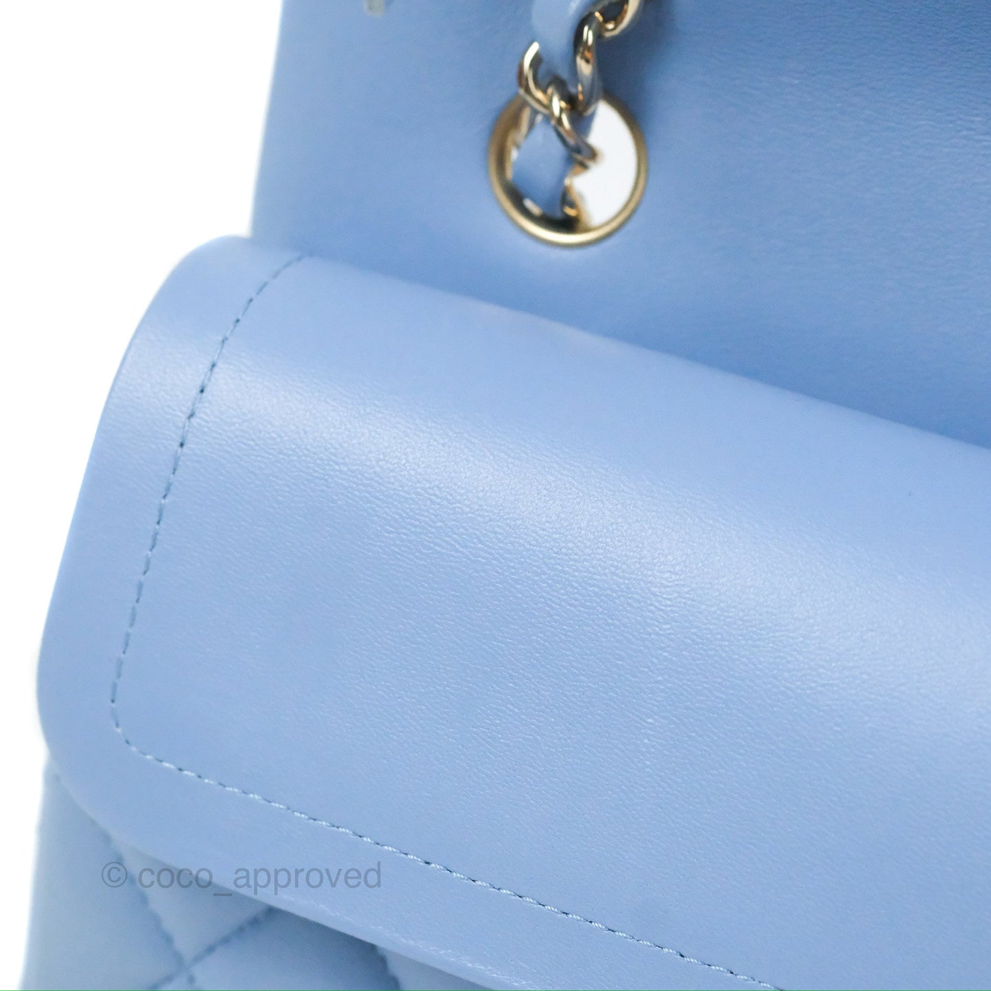 Chanel Small Classic Quilted Flap Light Sky Blue Lambskin Gold Hardware 21C