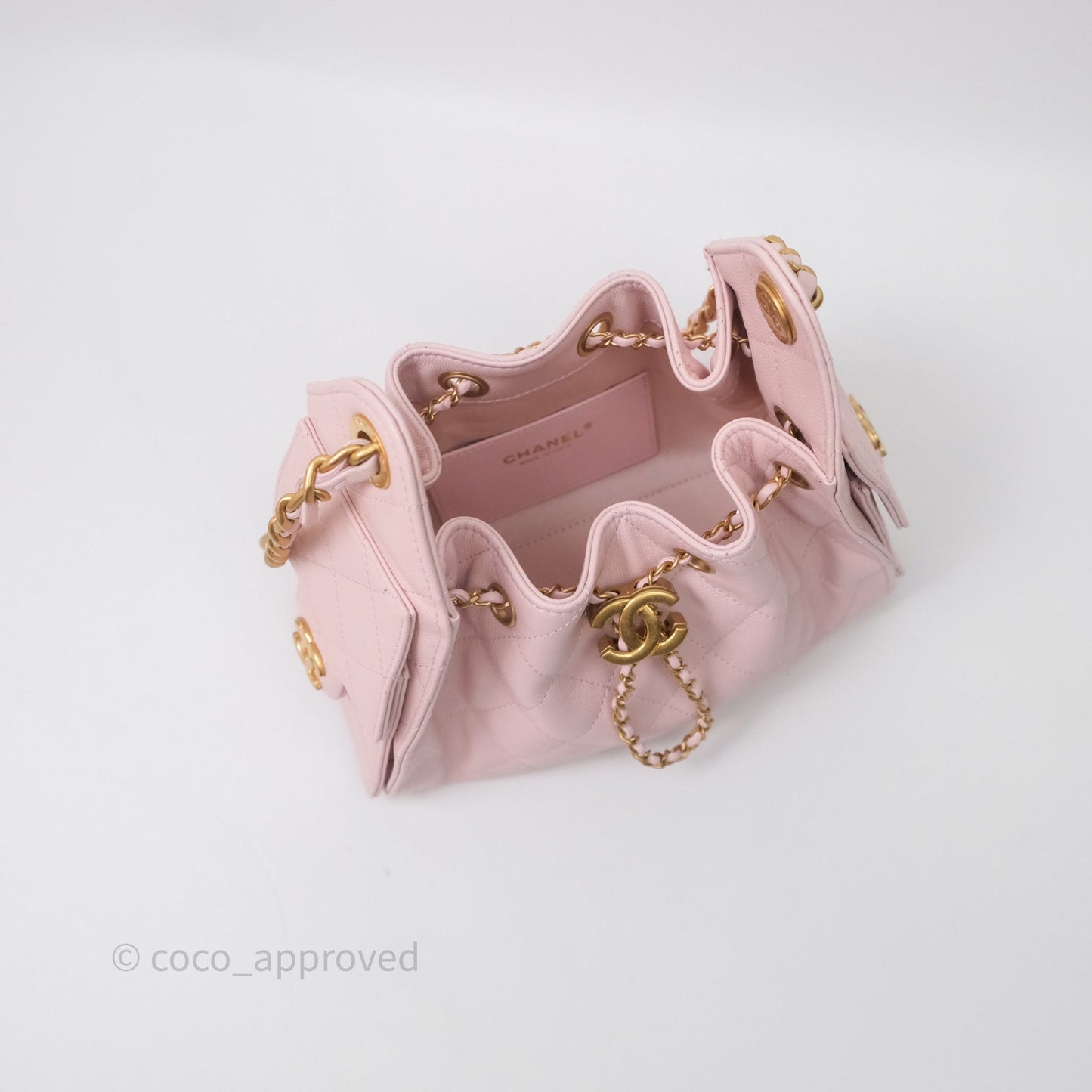 Chanel 25 Mini Pink Caviar Aged Gold Hardware