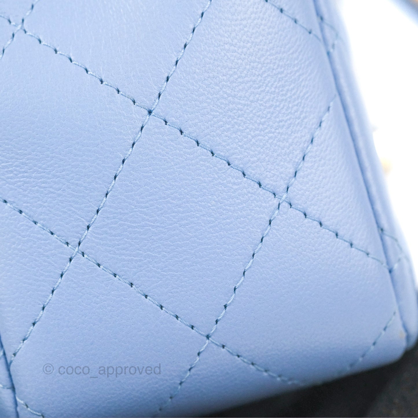 Chanel Quilted Mini Rectangular Flap Sky Blue Lambskin Gold Hardware