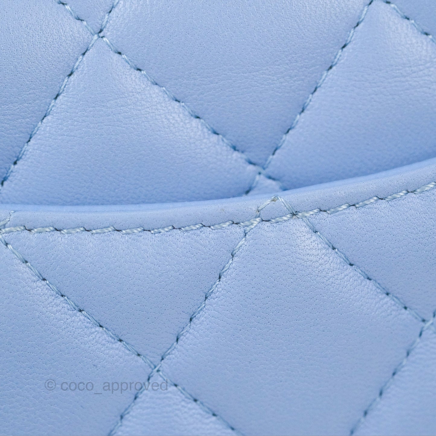 Chanel Quilted Mini Rectangular Flap Sky Blue Lambskin Gold Hardware