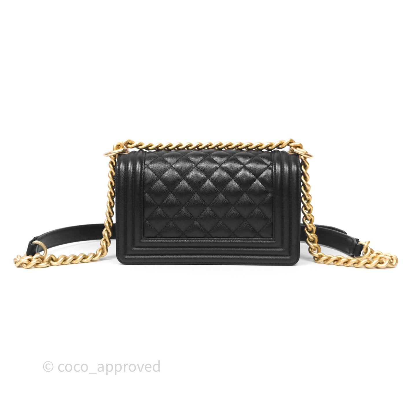 Chanel Small Quilted Boy Black Caviar Gold Hardware