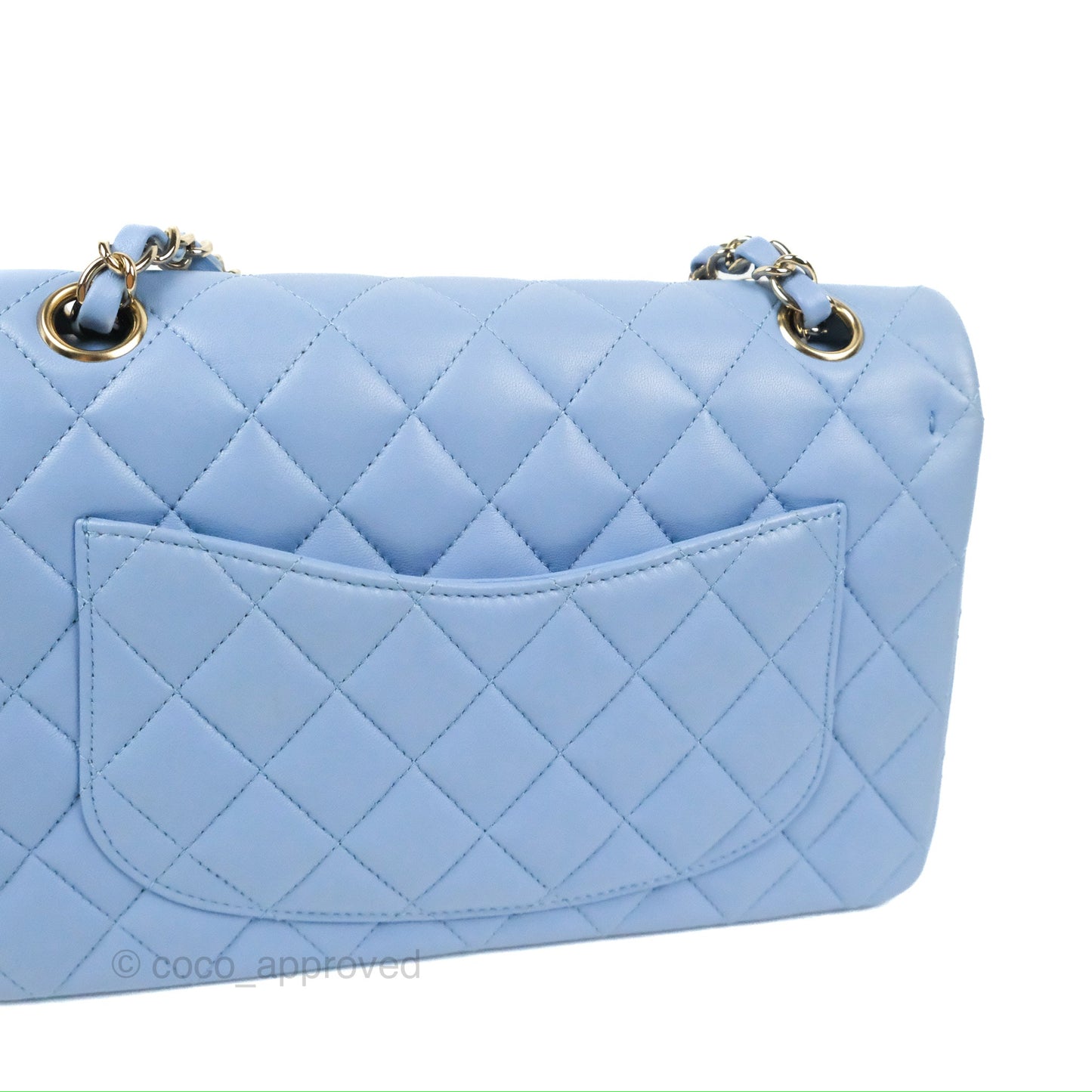 Chanel Small Classic Quilted Flap Light Sky Blue Lambskin Gold Hardware 21C