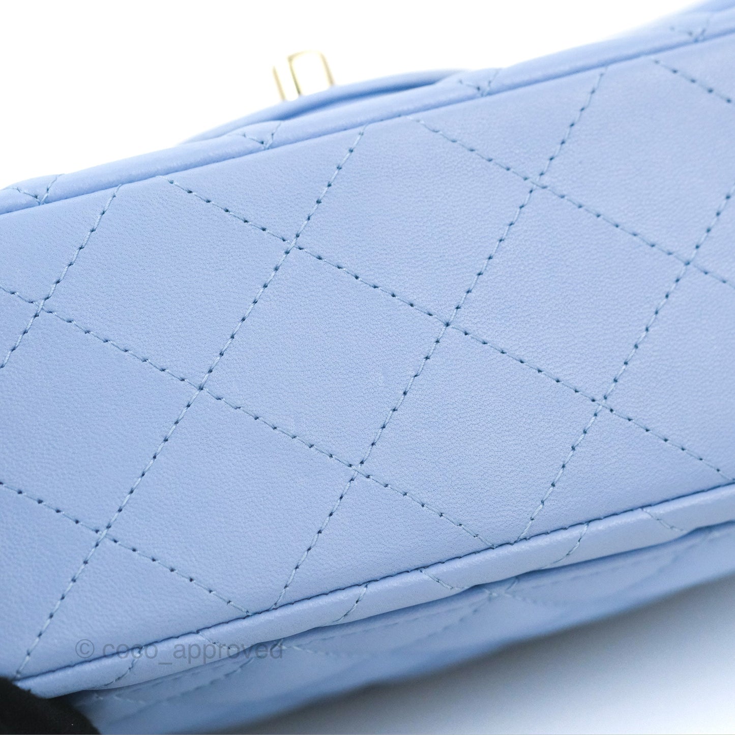 Chanel Quilted Mini Rectangular Flap Sky Blue Lambskin Gold Hardware