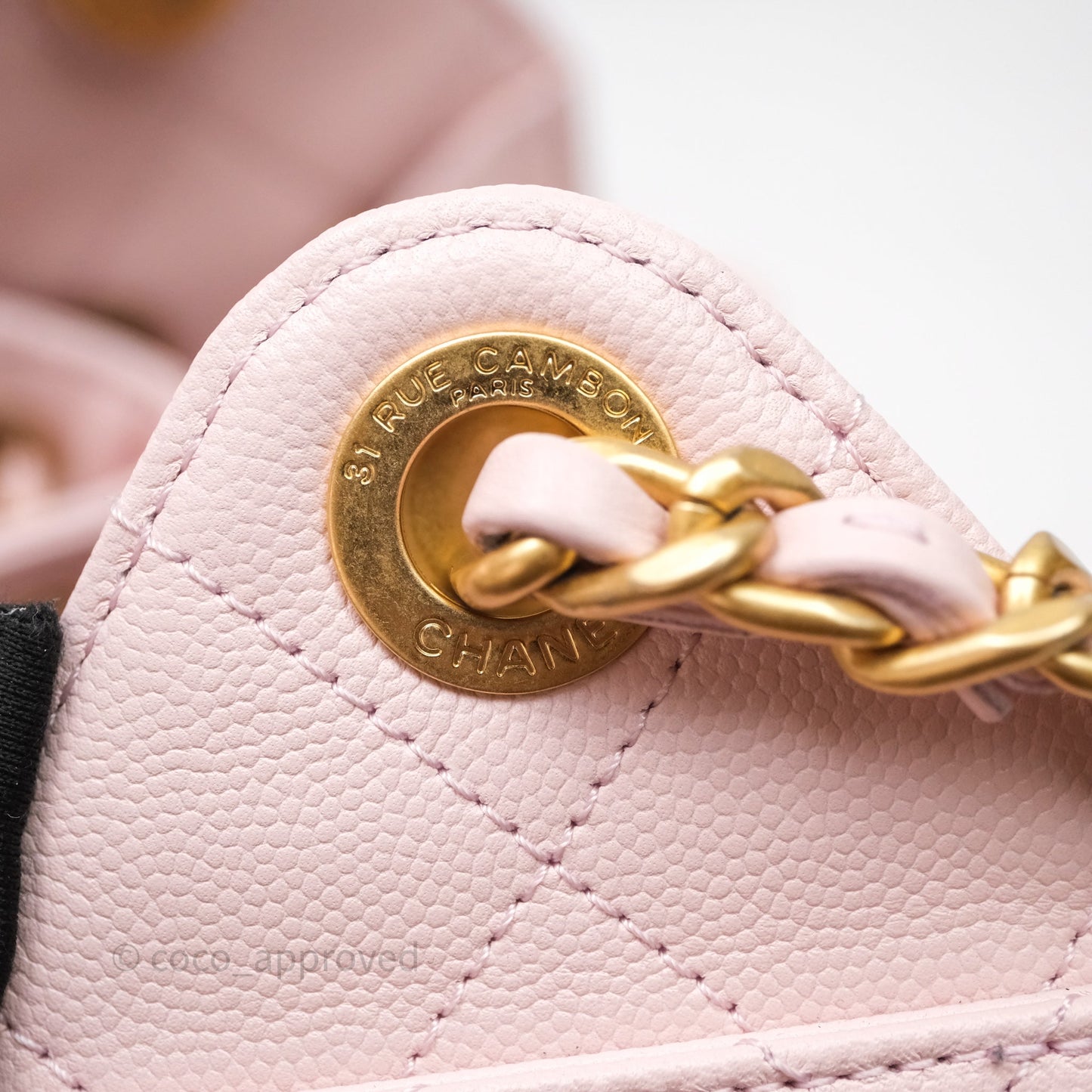 Chanel 25 Mini Pink Caviar Aged Gold Hardware
