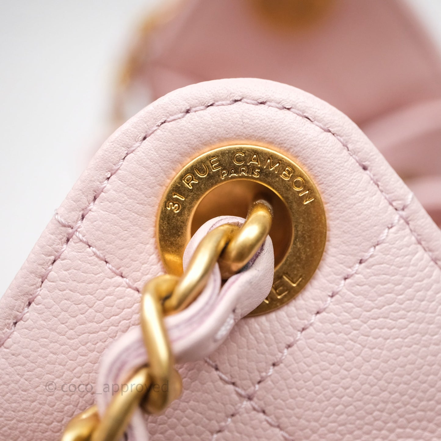 Chanel 25 Mini Pink Caviar Aged Gold Hardware