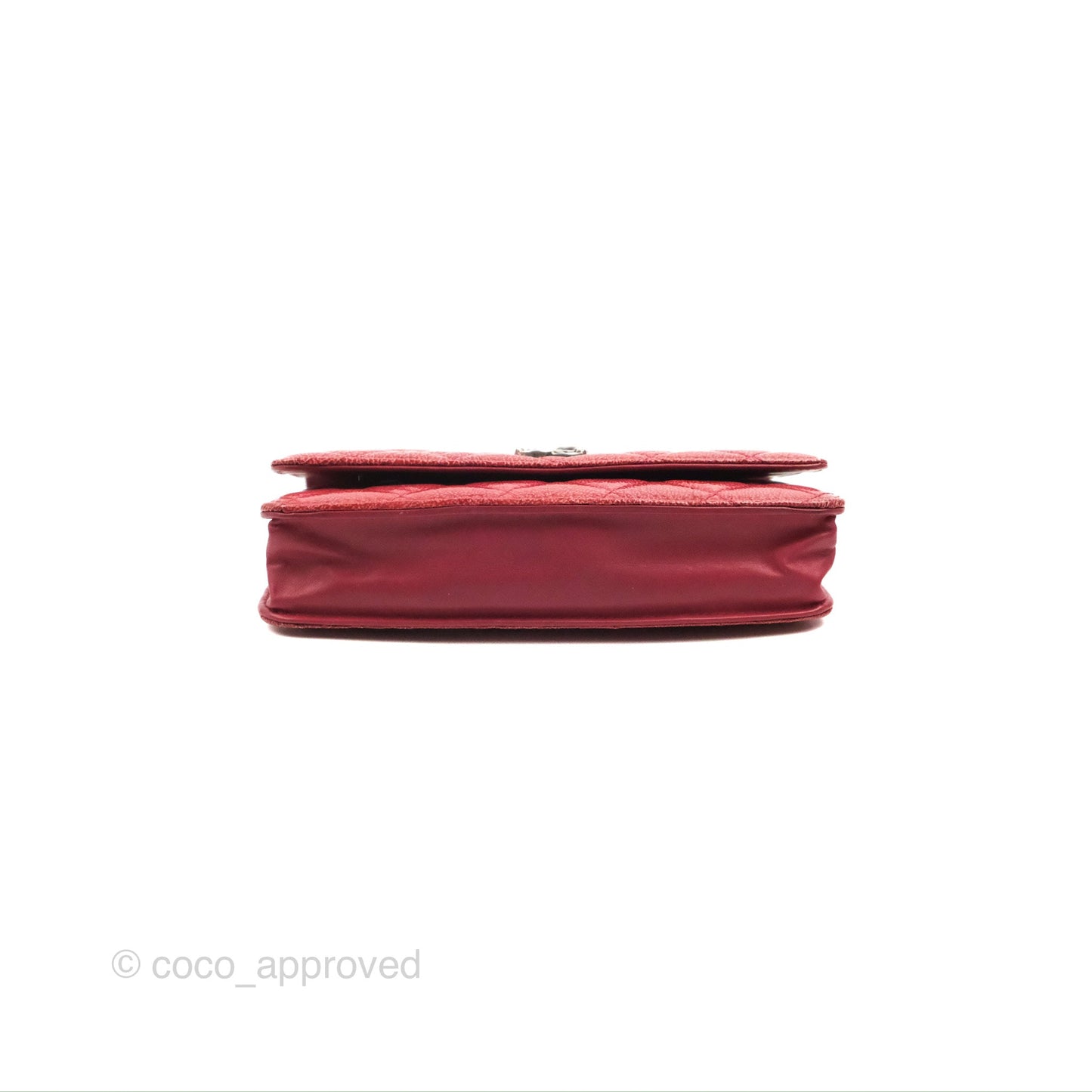 Chanel Quilted Paris Dallas Wallet On Chain WOC Patent Goatskin Cherry Red Ruthenium Hardware