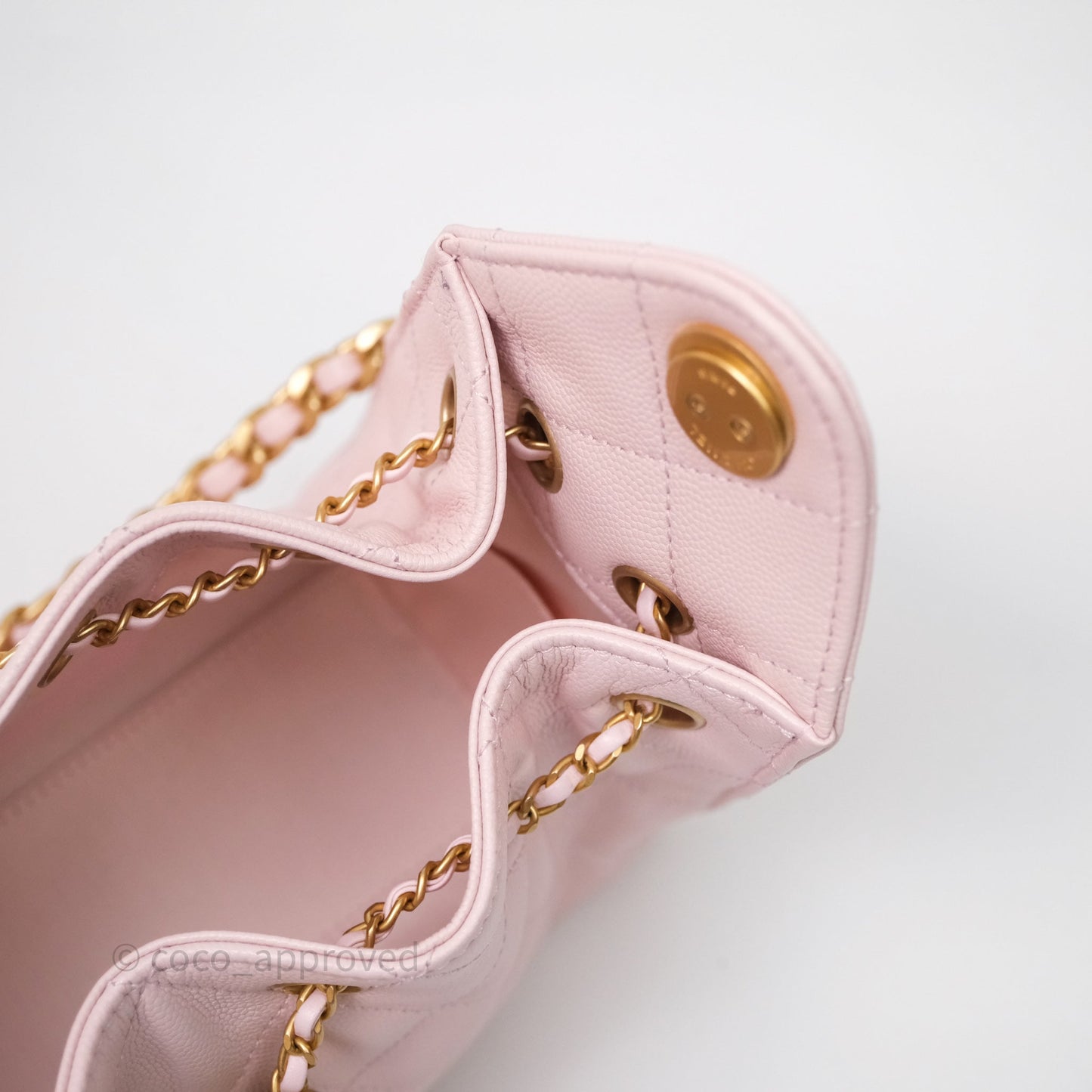 Chanel 25 Mini Pink Caviar Aged Gold Hardware