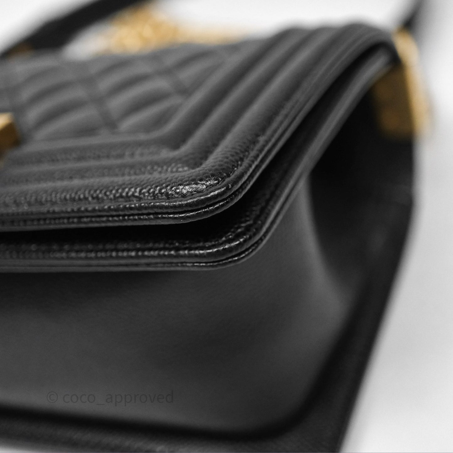 Chanel Small Quilted Boy Black Caviar Gold Hardware