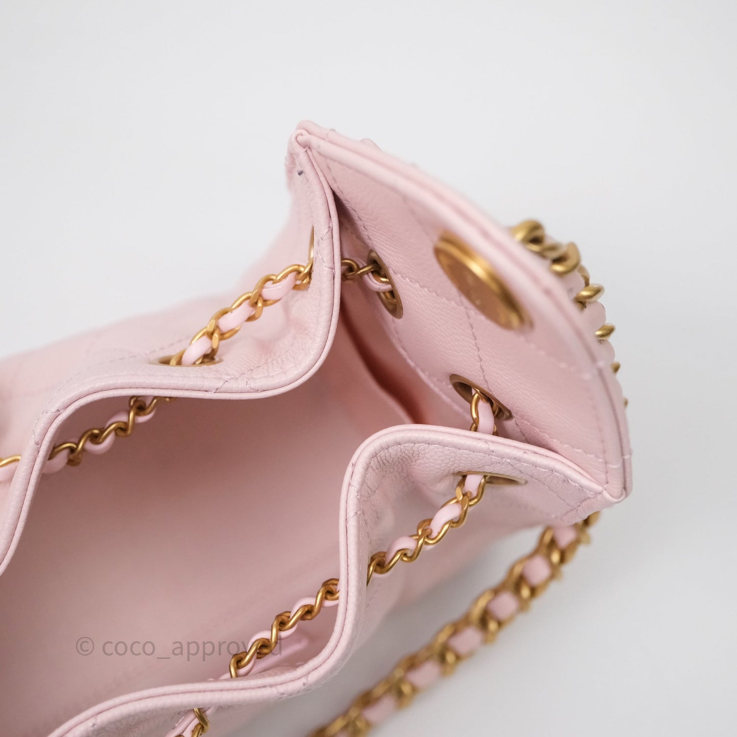 Chanel 25 Mini Pink Caviar Aged Gold Hardware