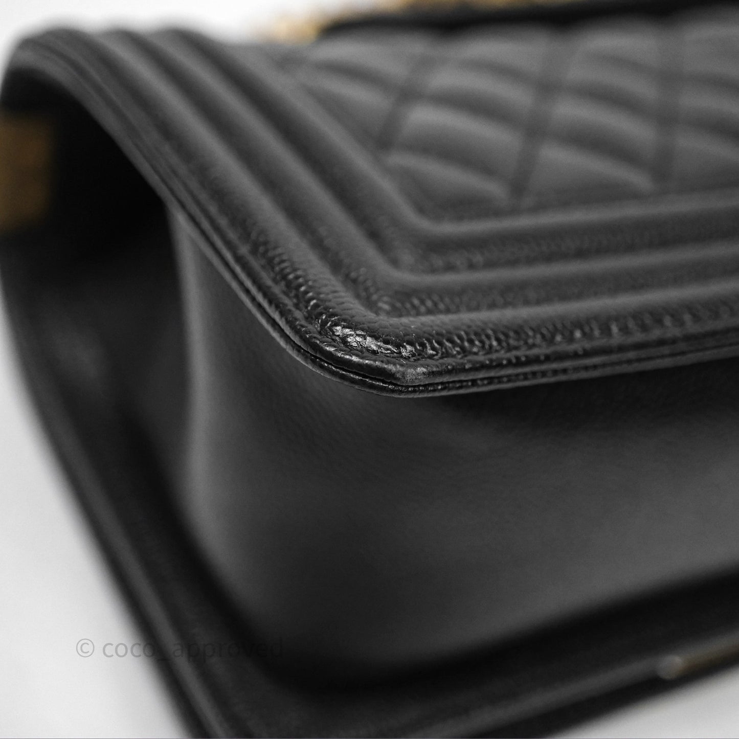 Chanel Small Quilted Boy Black Caviar Gold Hardware
