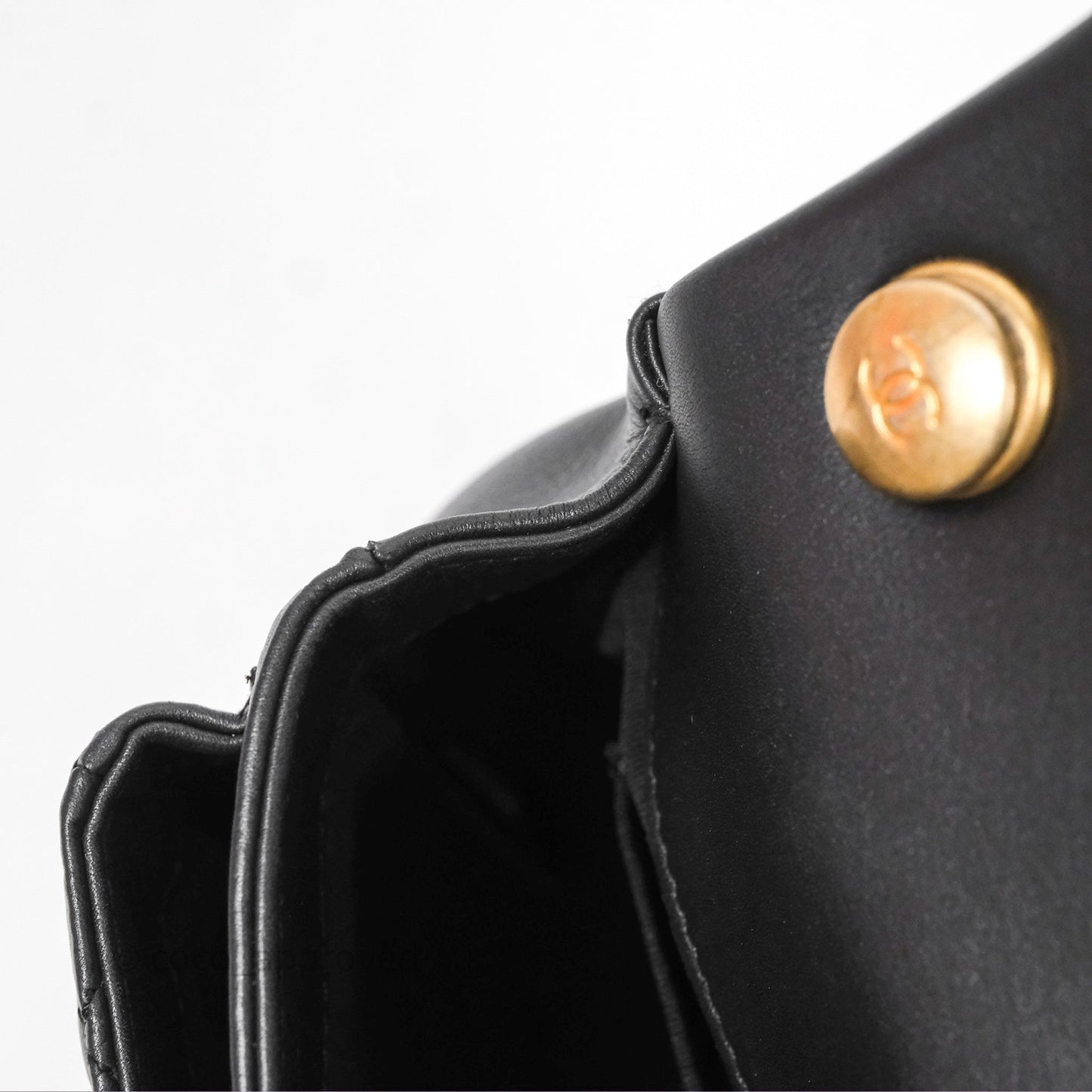 Chanel Mini Flap Top Handle Black Calfskin Aged Gold Hardware