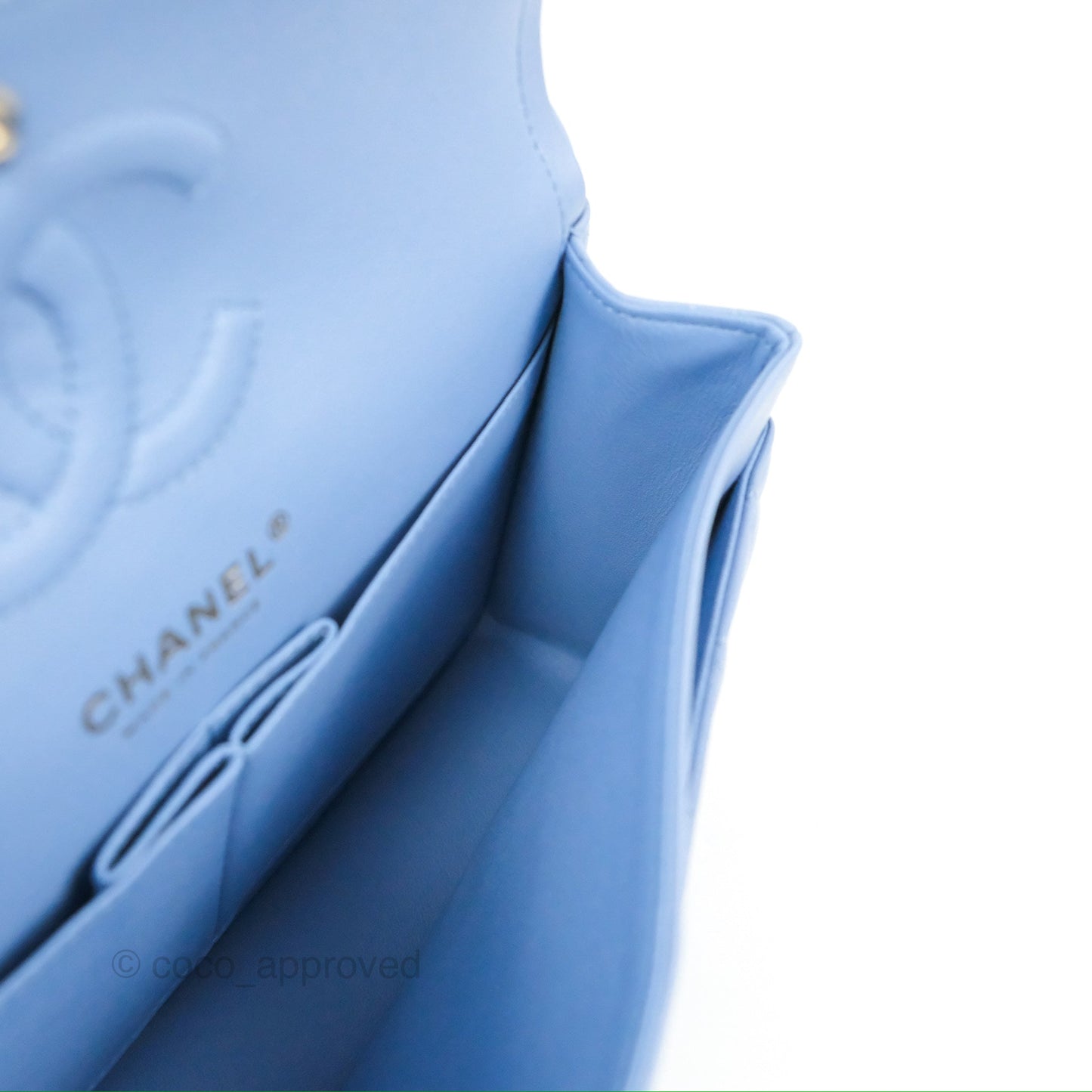 Chanel Small Classic Quilted Flap Light Sky Blue Lambskin Gold Hardware 21C