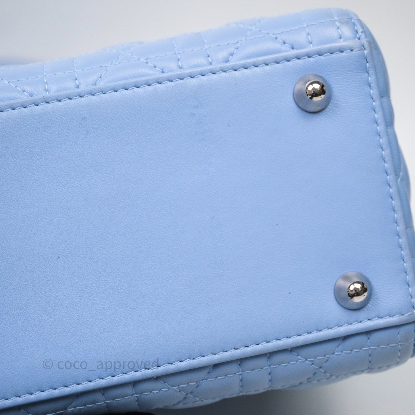 Christian Dior Large Lady Dior Cannage Blue Lambskin Silver Hardware