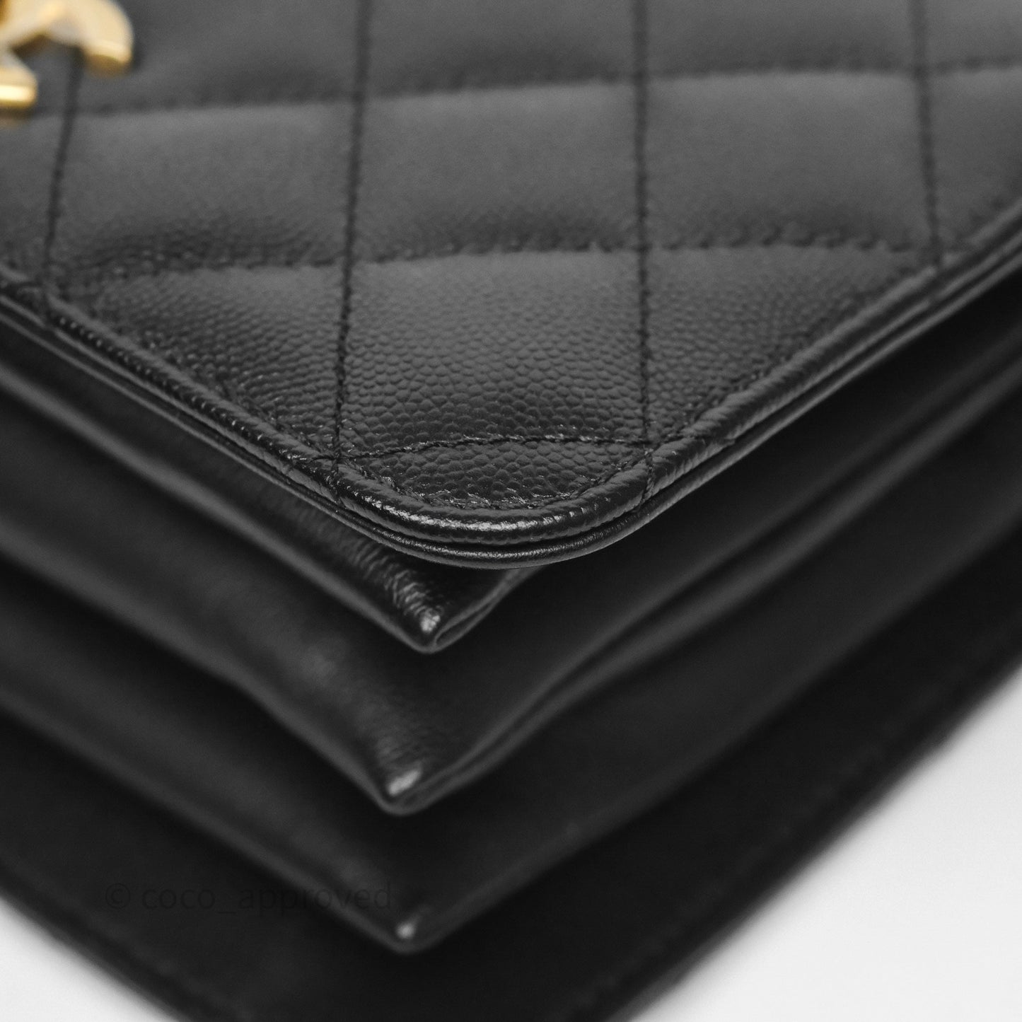 Chanel Quilted Accordion Flap Bag with Handle Black Caviar Aged Gold Hardware 23B
