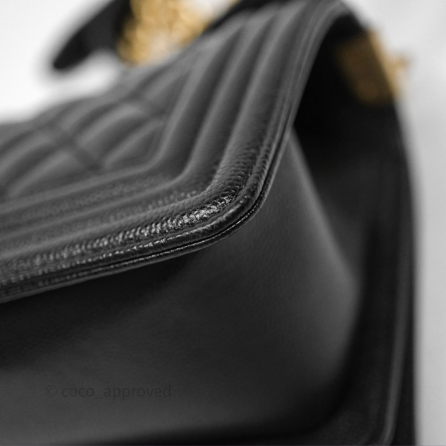 Chanel Small Quilted Boy Black Caviar Gold Hardware