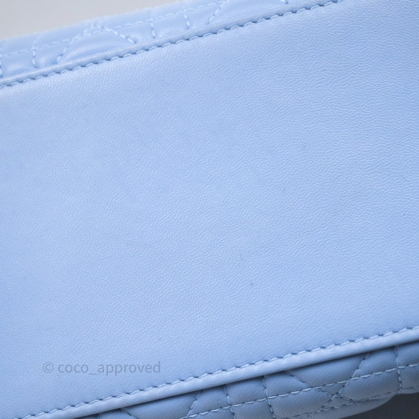 Christian Dior Large Lady Dior Cannage Blue Lambskin Silver Hardware