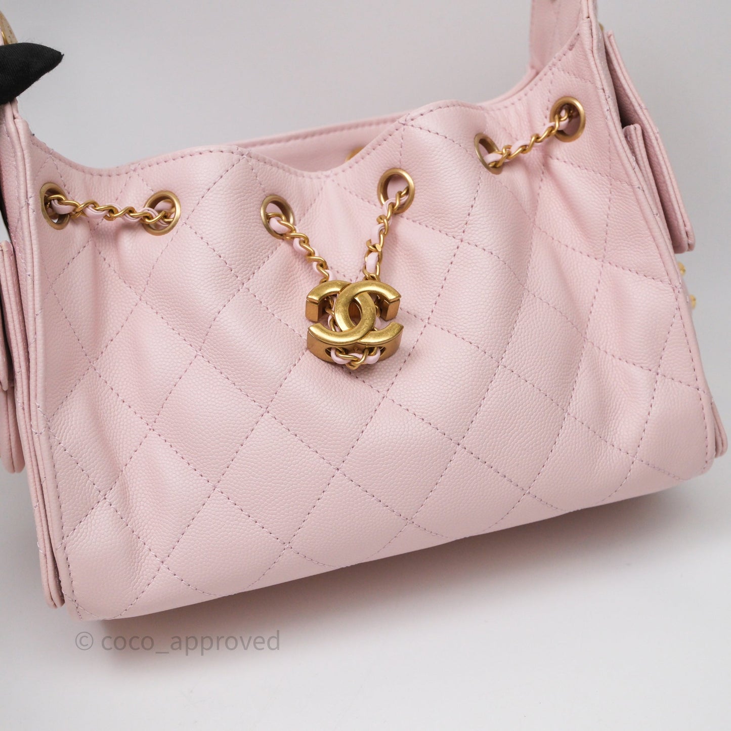 Chanel 25 Mini Pink Caviar Aged Gold Hardware