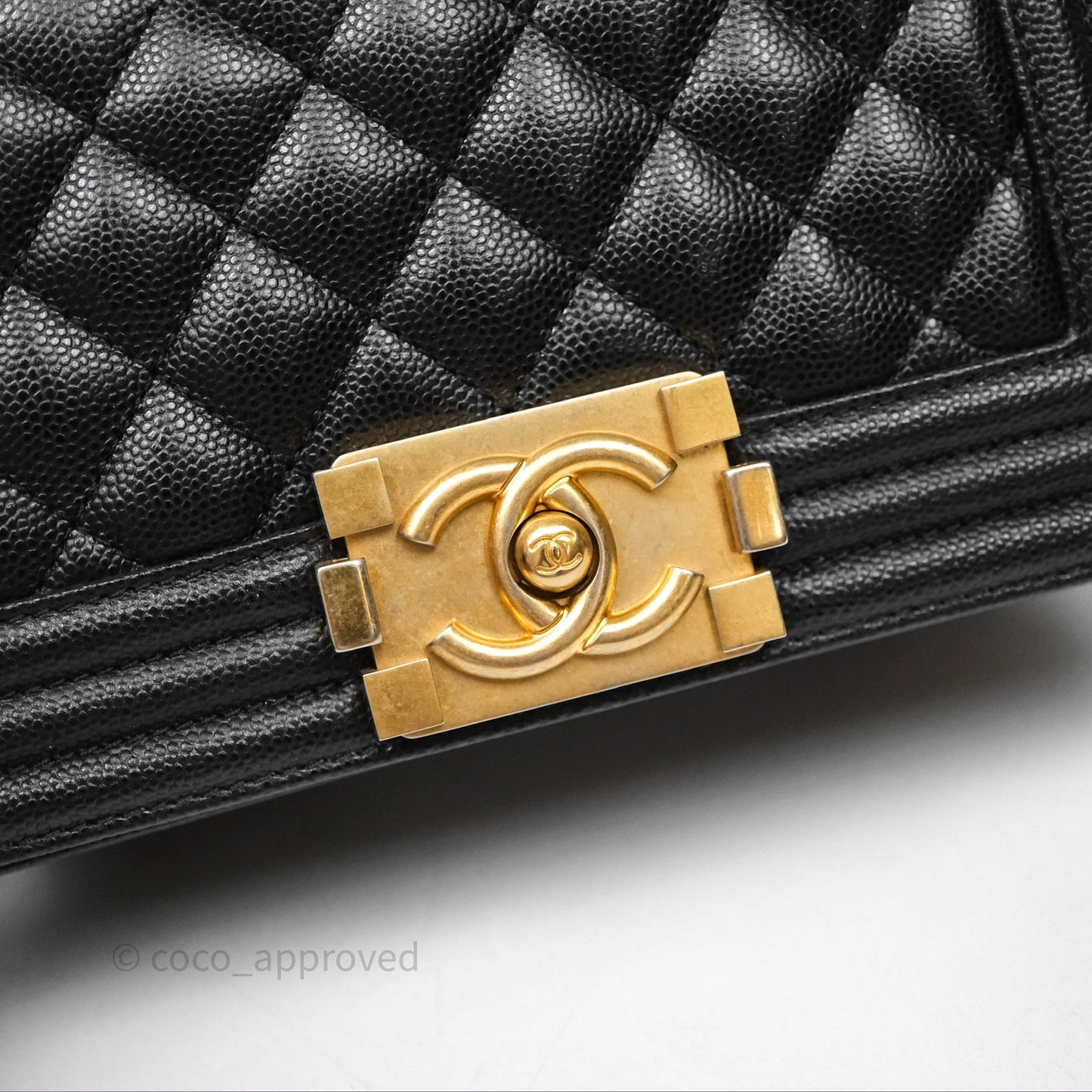 Chanel Small Quilted Boy Black Caviar Gold Hardware