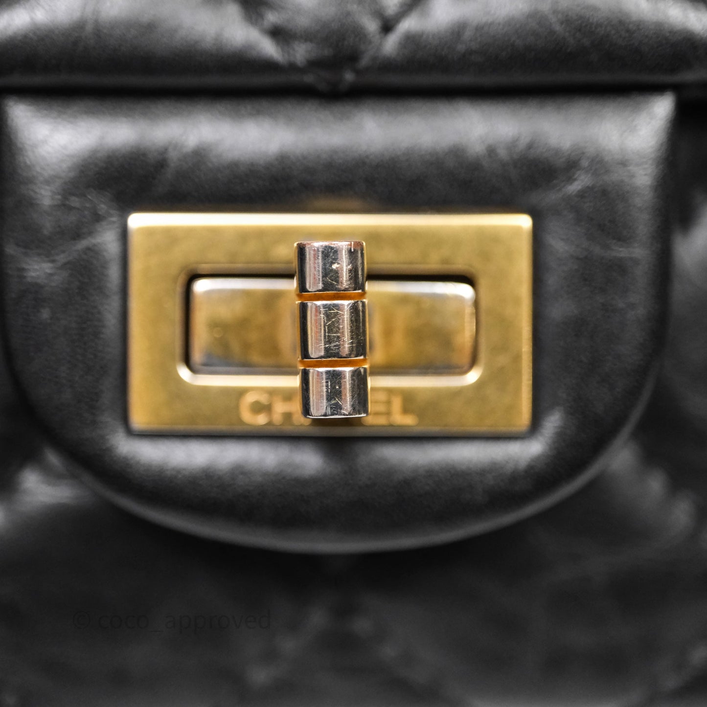 Chanel Quilted 2.55 Reissue 226 Flap Bag Black Aged Calfskin Gold Hardware