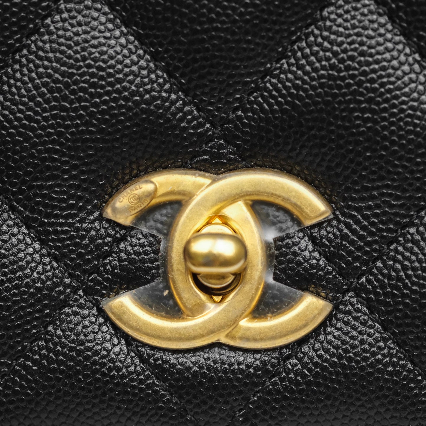 Chanel Quilted Accordion Flap Bag with Handle Black Caviar Aged Gold Hardware 23B