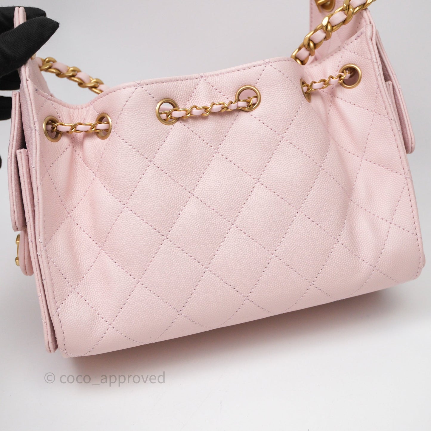 Chanel 25 Mini Pink Caviar Aged Gold Hardware