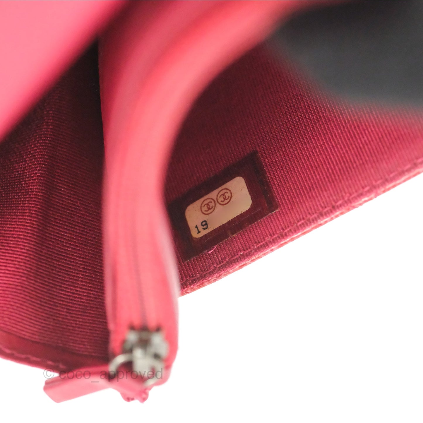 Chanel Quilted Paris Dallas Wallet On Chain WOC Patent Goatskin Cherry Red Ruthenium Hardware