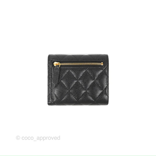 Chanel Classic Short Flap Wallet Black Caviar Gold Hardware