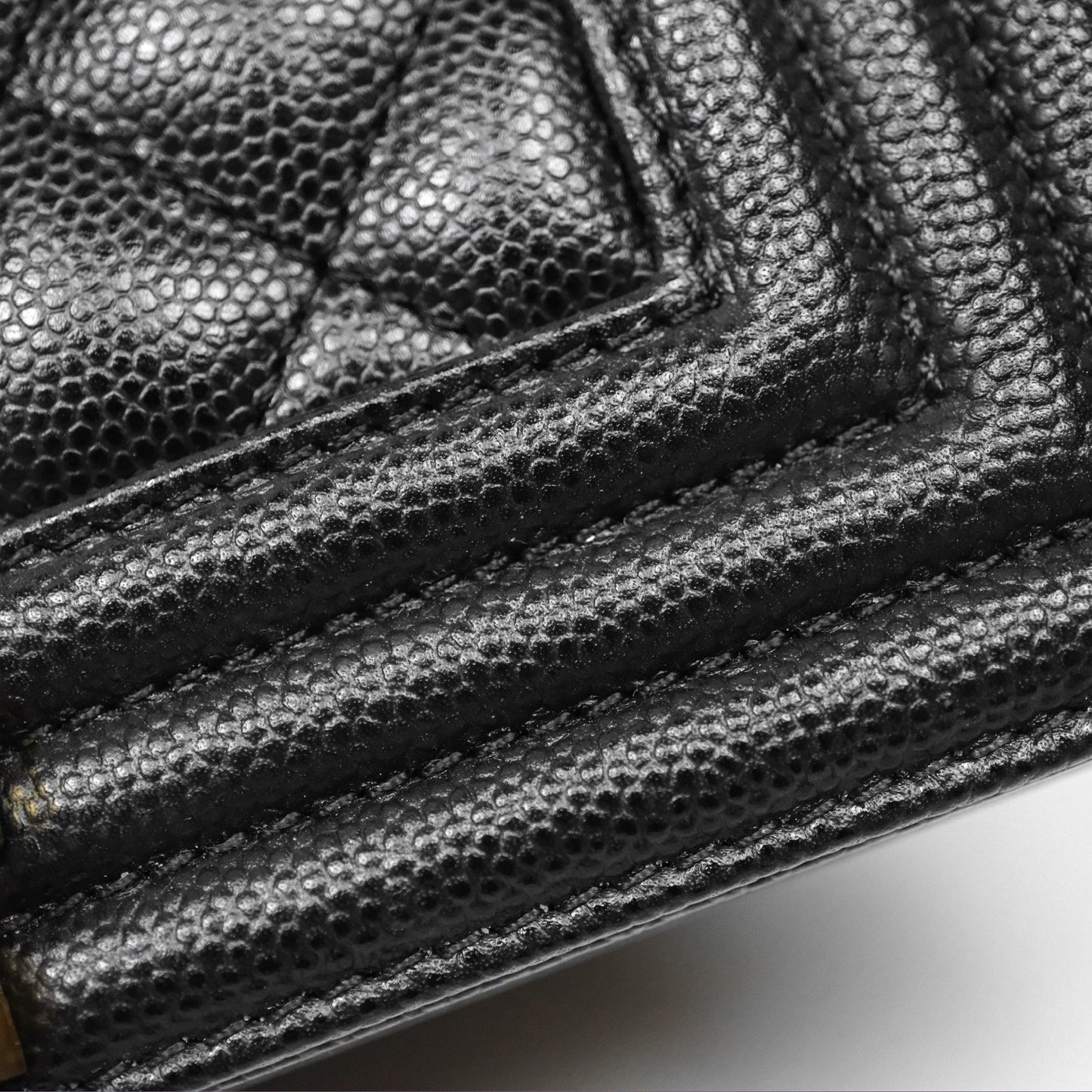 Chanel Small Quilted Boy Black Caviar Gold Hardware