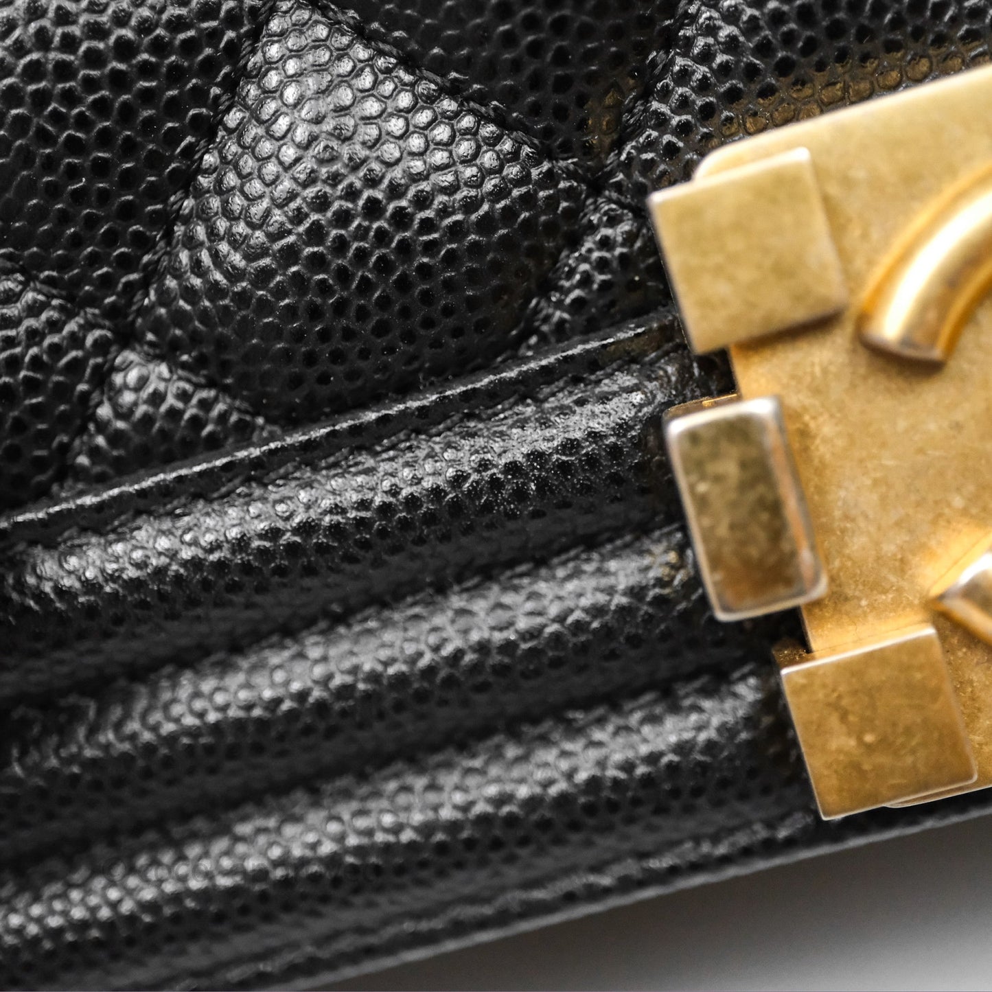 Chanel Small Quilted Boy Black Caviar Gold Hardware