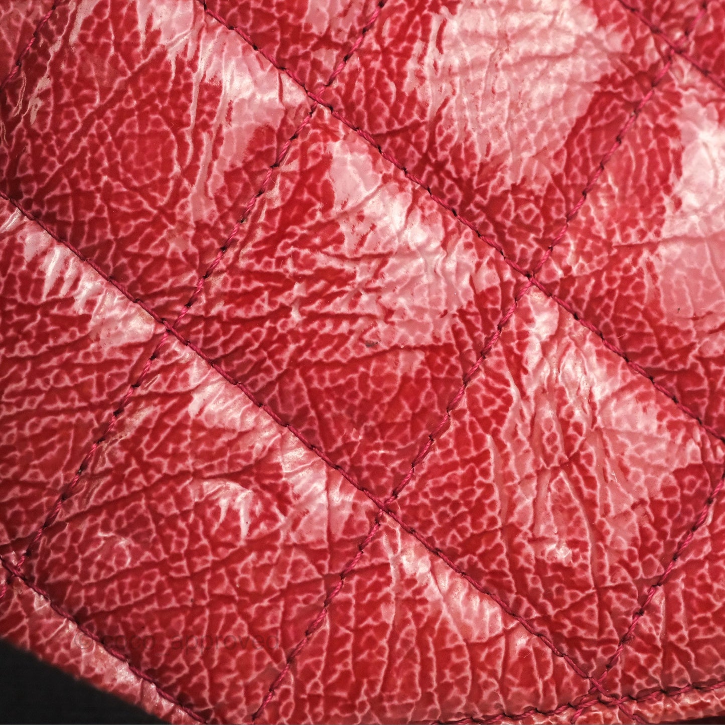 Chanel Quilted Paris Dallas Wallet On Chain WOC Patent Goatskin Cherry Red Ruthenium Hardware