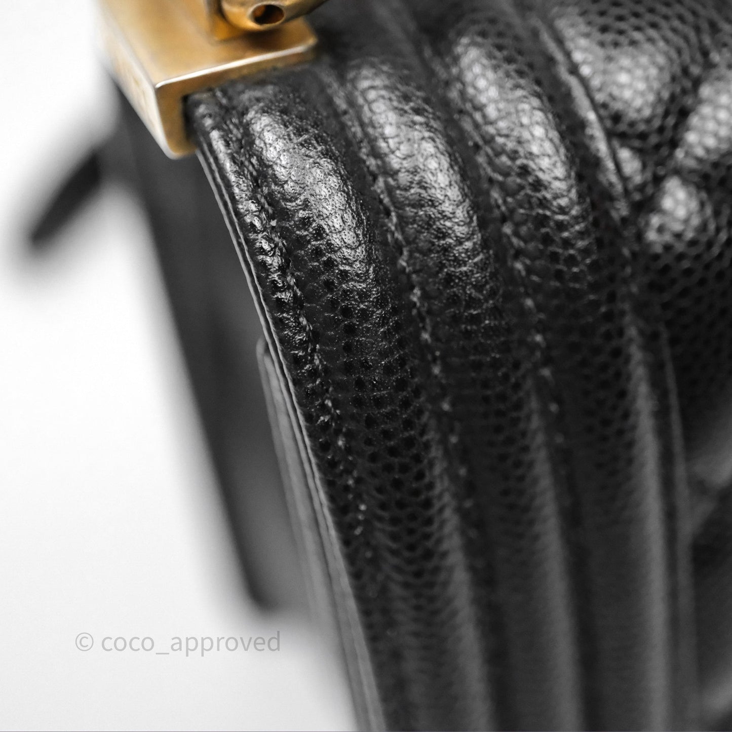 Chanel Small Quilted Boy Black Caviar Gold Hardware