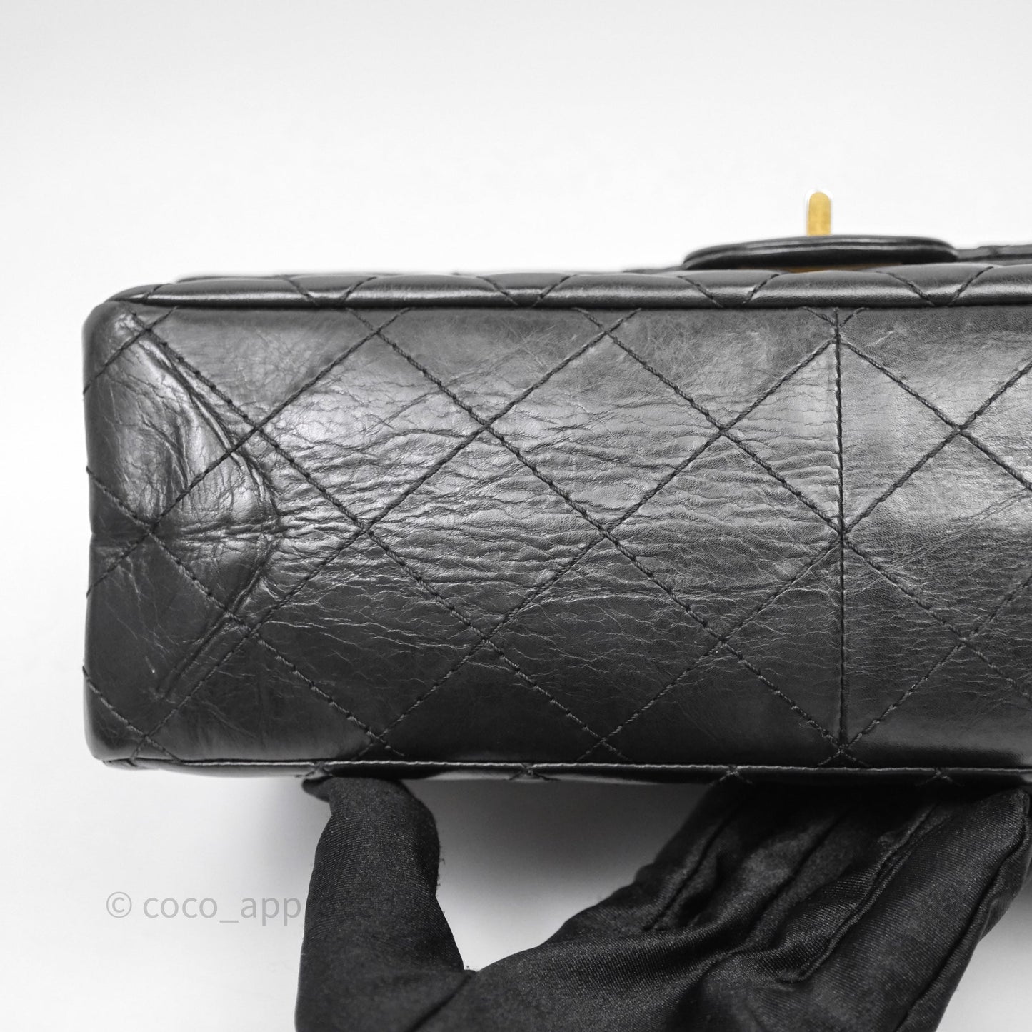 Chanel Quilted 2.55 Reissue 226 Flap Bag Black Aged Calfskin Gold Hardware