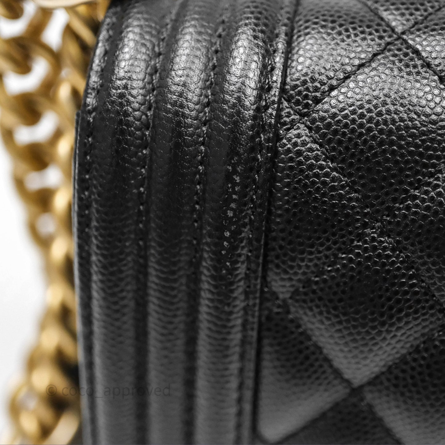 Chanel Small Quilted Boy Black Caviar Gold Hardware