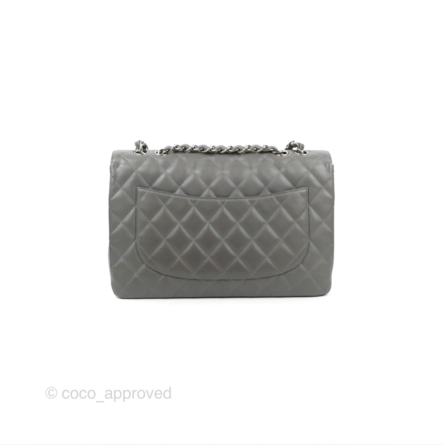 Chanel Jumbo Single Flap Grey Caviar Silver Hardware⁣⁣