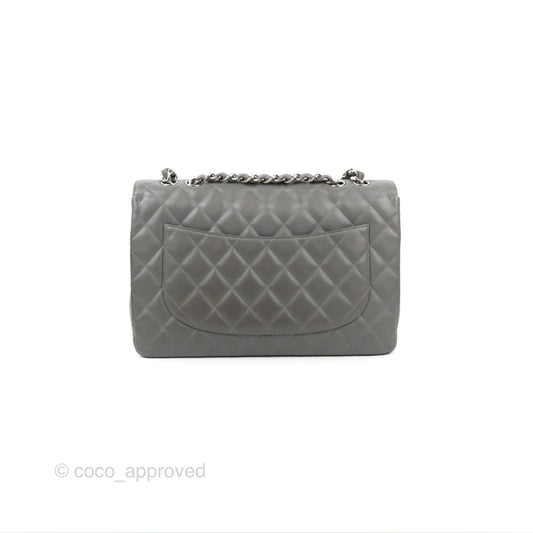 Chanel Jumbo Single Flap Grey Caviar Silver Hardware⁣⁣