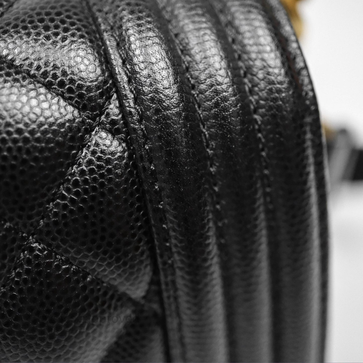 Chanel Small Quilted Boy Black Caviar Gold Hardware